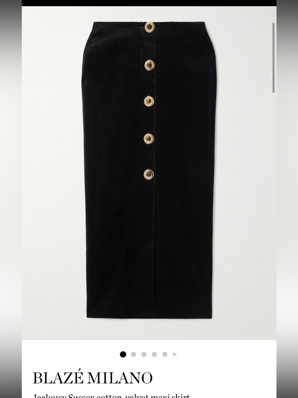 Blaze Milano Black Velvet Button-Front Pencil Skirt 00